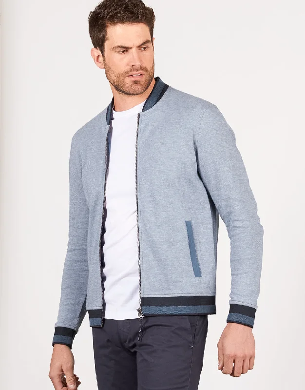 Special Buy Domino Blue & White Knit Bomber