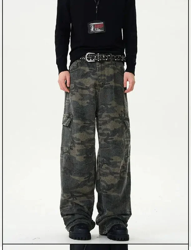 Online Only Faded Camo Straight Cargo Pants