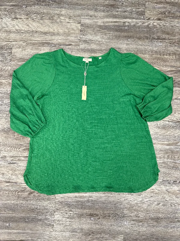 Flash Deal Top Long Sleeve By Max Studio In Green, Size: 1x
