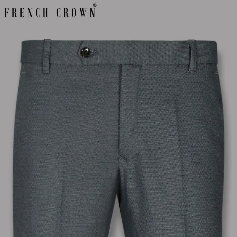 One-DAY Sale Iron grey Subtle Textured Premium Cotton Pant
