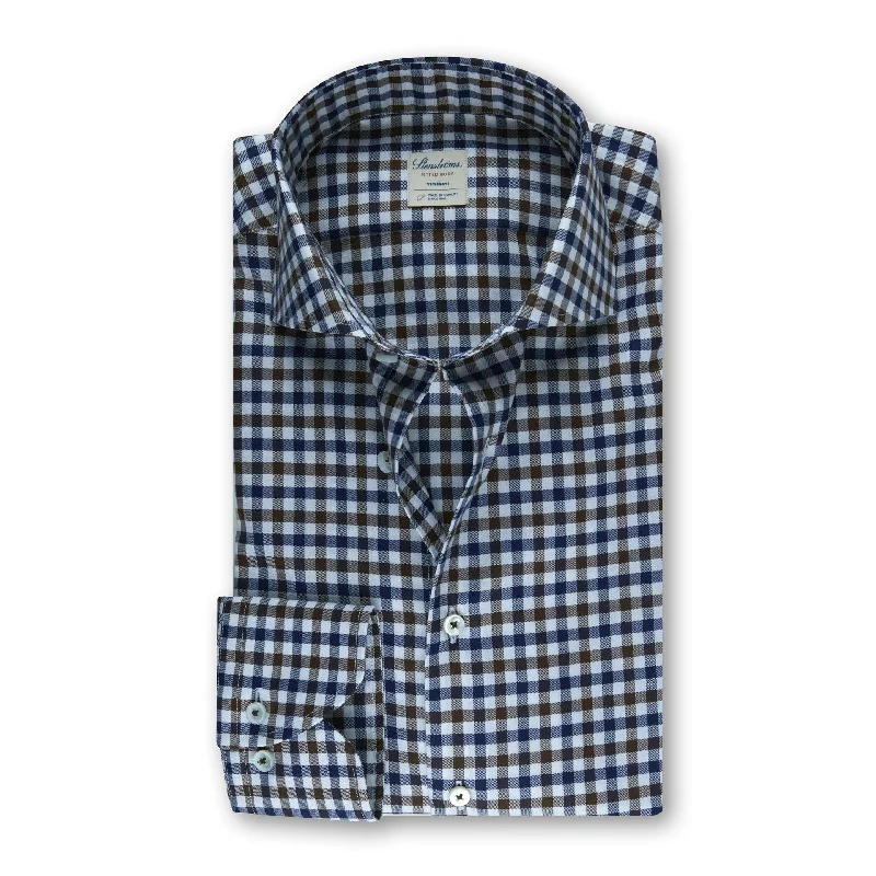 Take Advantage Fitted Body Casual Brown Checked Shirt Art. no: 6121118465273