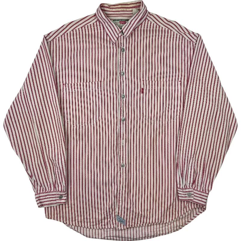 The Best Prices Vintage 90's Levi's Denim Heavyweight Striped Pocket Long Sleeve Shirt Red White The Best Prices Vintage 90's Levi's Denim Heavyweight Striped Pocket Long Sleeve Shirt Red White