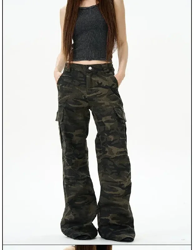 Final Markdown Dark Camouflage Flared Cargo Pants