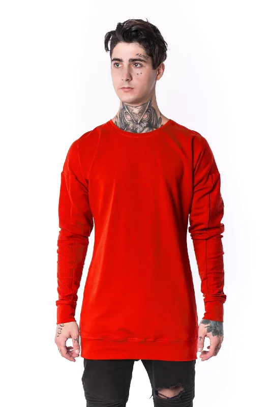 Special Price The Man Panelled Pullover Crewneck 17 // red