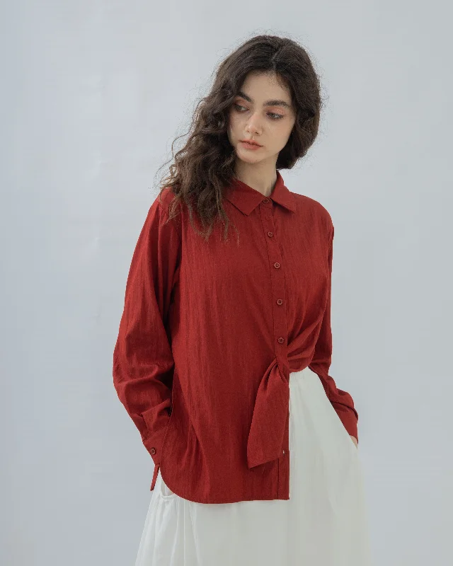 Shop and Save Oversized Boyfriend Shirt (Red)