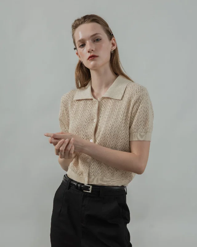 Weekend Specials to Savor Chris Short Sleeve Knit Top (Beige)