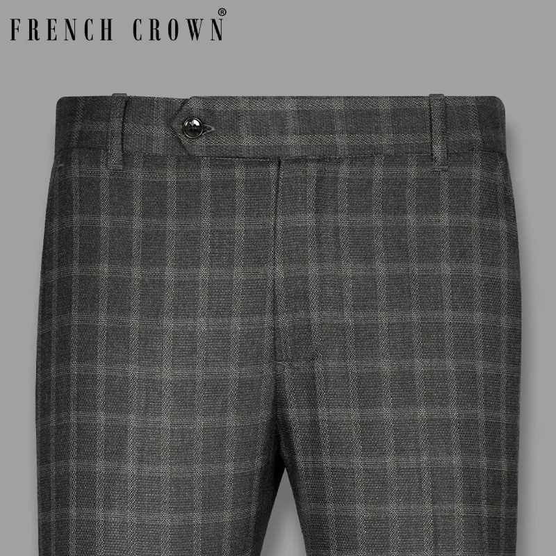 Deep Discounts Mortar Grey Tonal Windowpane Pant