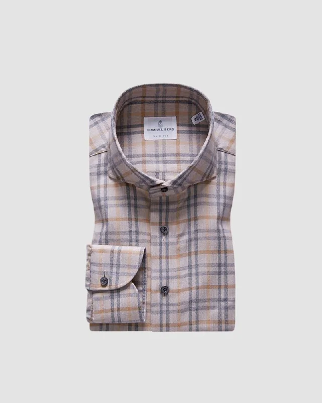Members Only Herringbone Brushed Casual Shirt SF18139 Medium Beige