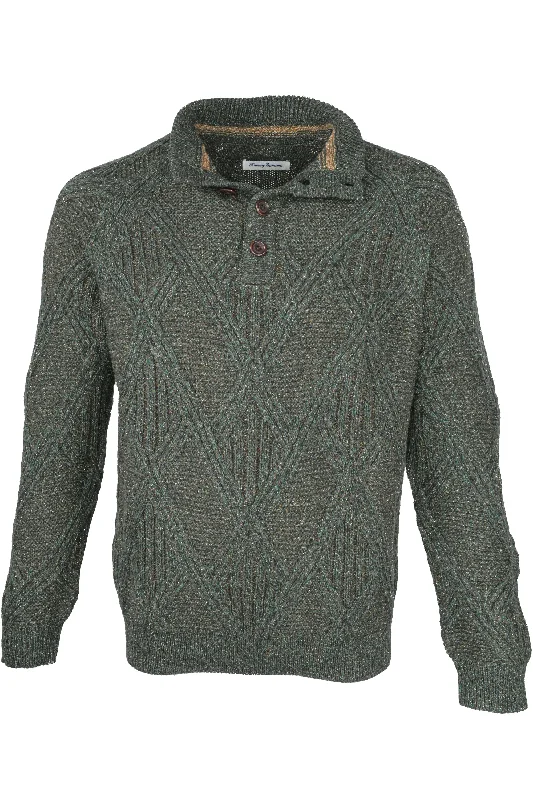 Midnight Madness Tommy Bahama Novelty Button Mock Sweater Loden