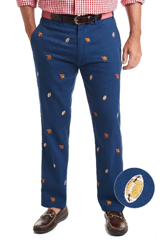 Grand Opening Sale Harbor Pant Stretch Twill Nantucket Navy with Turkey & Football