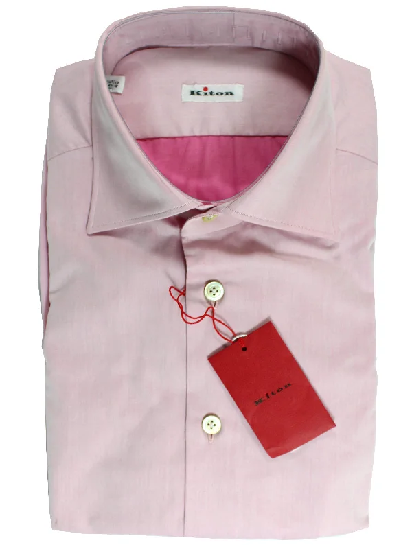 Weekend Savings Spree Kiton Shirt Pink Solid Spread Collar 38 - 15 SALE