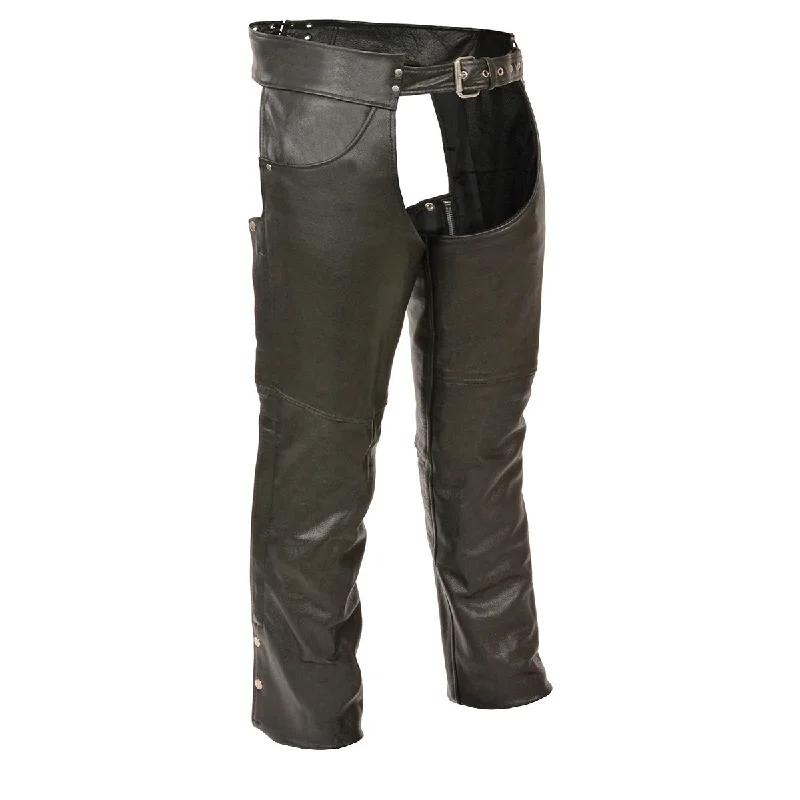 The Best Prices Genuine Leather XS1101 Men's Black Classic Leather Chaps with Jean Pockets The Best Prices Genuine Leather XS1101 Men's Black Classic Leather Chaps with Jean Pockets