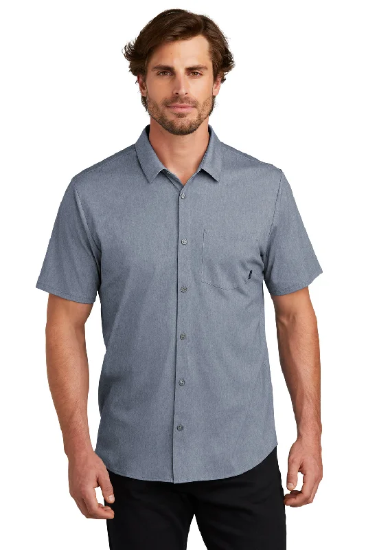 Extra Savings Ogio Mens Extend Short Sleeve Button Down Shirt w/ Pocket - Heather Deep Blue Extra Savings Ogio Mens Extend Short Sleeve Button Down Shirt w/ Pocket - Heather Deep Blue