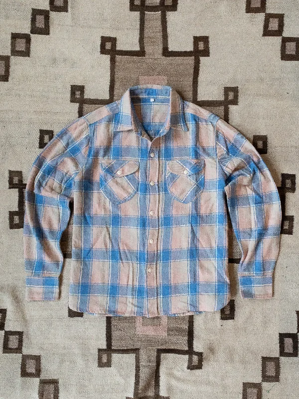 Super Discount Washed Flannel Workshirt - Marine Blue Hearth Plaid