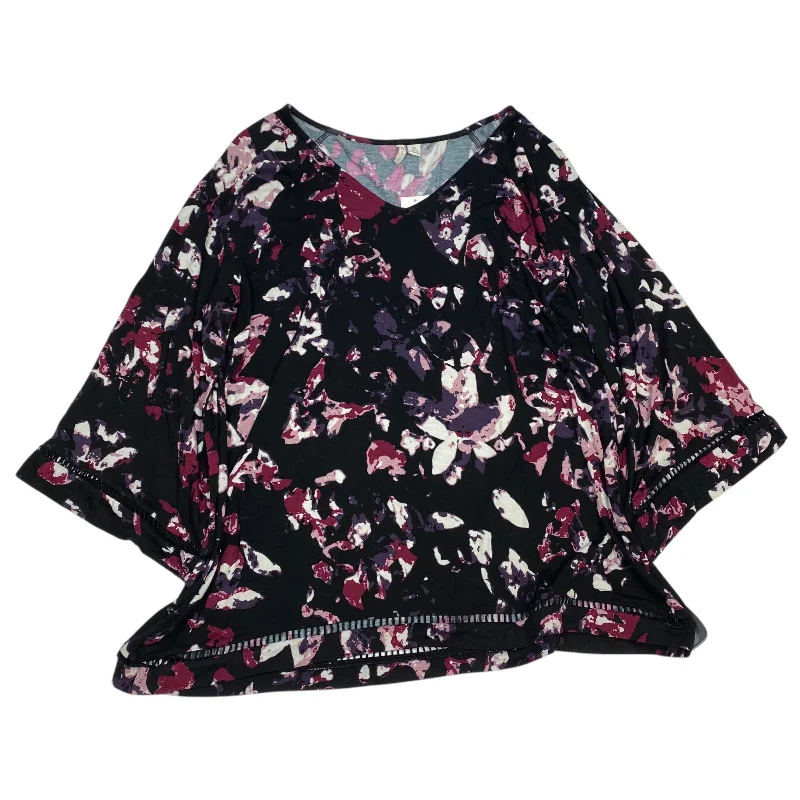 Major Deal Top Long Sleeve By Cato In Black & Purple, Size: M