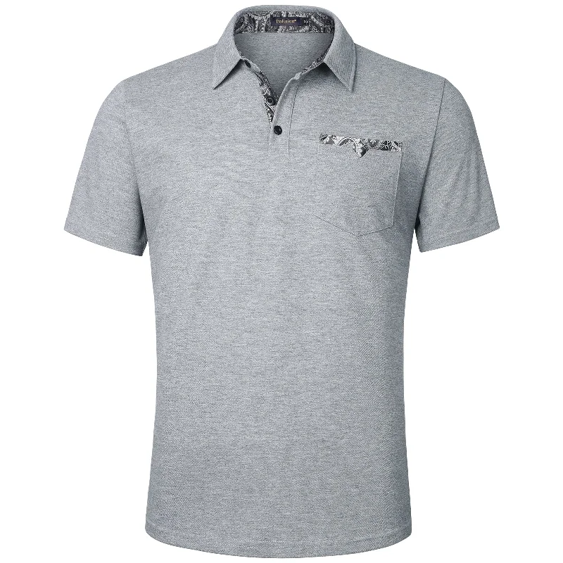 Unmissable Sale Men's Polo Shirt with Pocket - H-GREY-PAISLEY