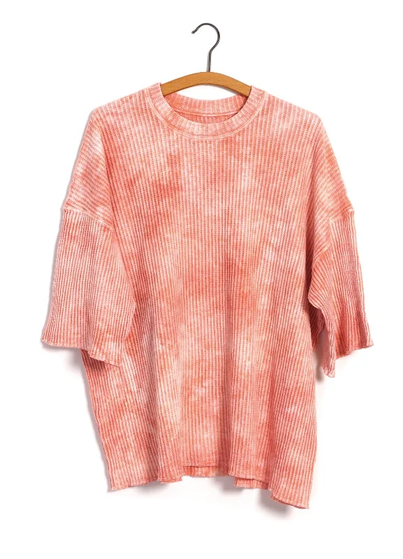 Clearance Sale TIE DYE T-SHIRT | Enzyme & Silicon Washed Thermal Crewneck | Pink