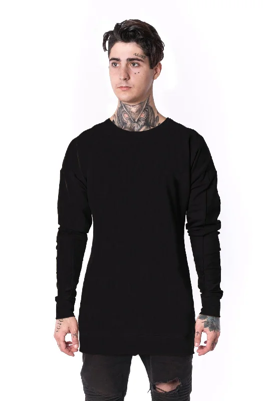 Super Bargain The Man Panelled Pullover Crewneck 17 // black