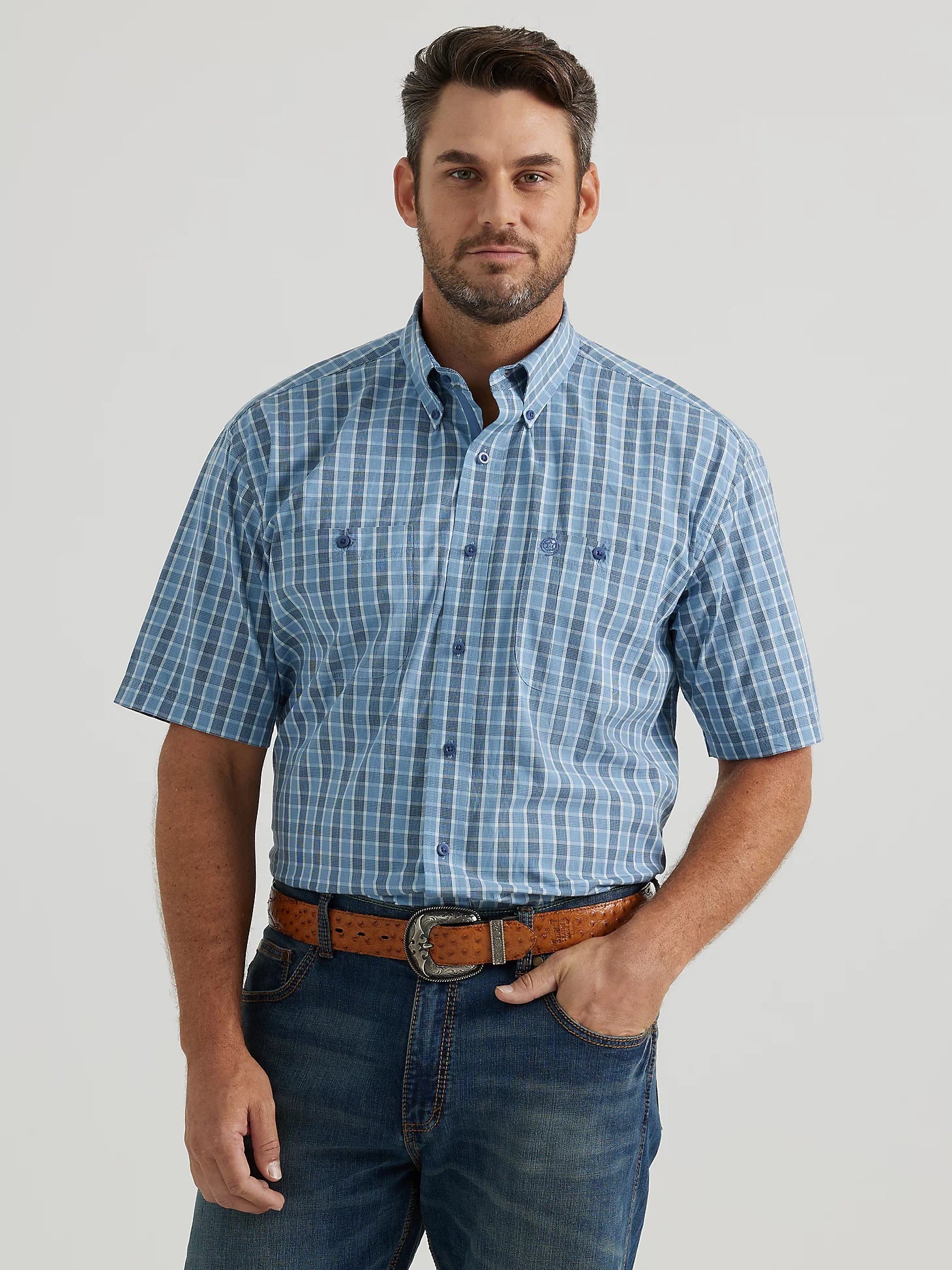 Weekend Specials to Grab WRANGLER GEORGE STRAIT DARKLY BLUE SHORT SLEEVE SHIRT