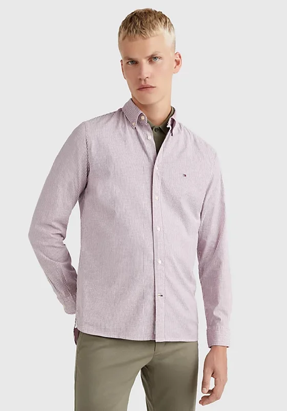 Daily Deals Tommy Hilfiger 1985 Flex Stripe Shirt, Classic Pink & Optic White