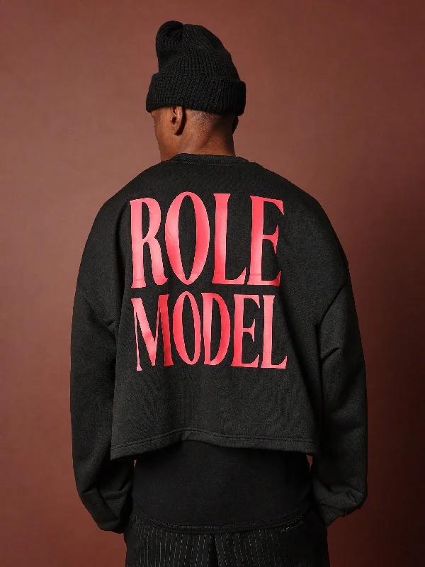 Now Available Crop Fit Crew Neck Sweatshirt With Graphic Print