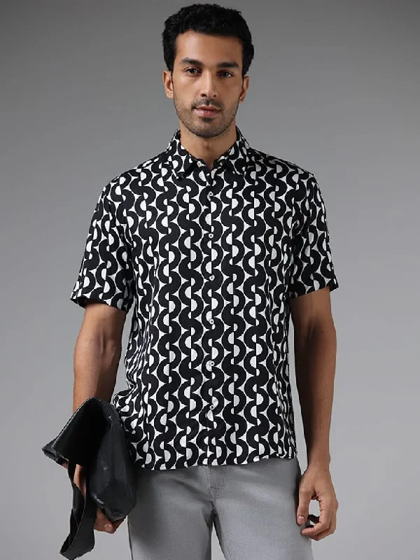 Clearance Items Ascot Black Printed Relaxed-Fit Shirt