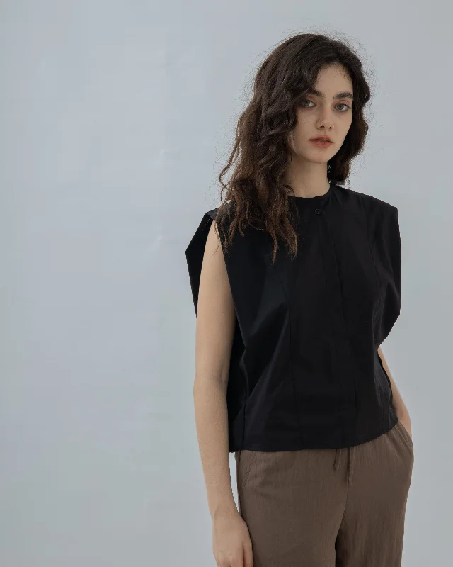 Make Your Weekend Count with Savings Sleeveless Cutline Two-Way Blouse (Black)