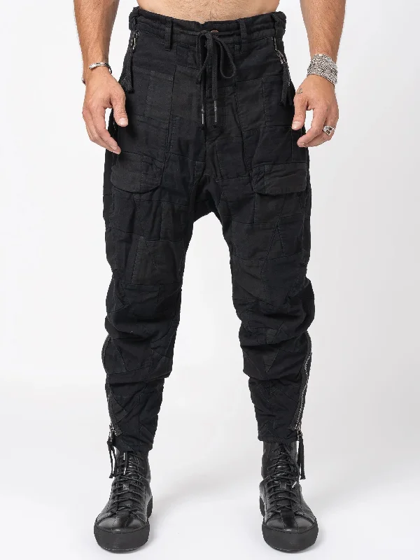 Weekend Discounts to Grab D.HYGEN Patchwork Zip Tapered Cropped Pants - Black