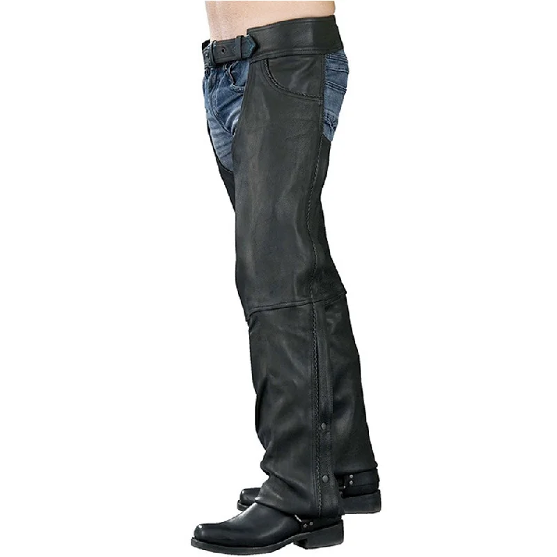 Year-End Sale Milwaukee Leather SH1102 Men's Black Braided Leather Jean Style Chaps