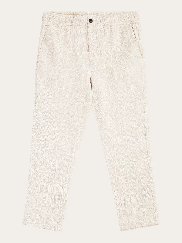 Savings Event TIM tapered herringbone linen elastic waist string pants - GOTS/Vegan - Light feather gray