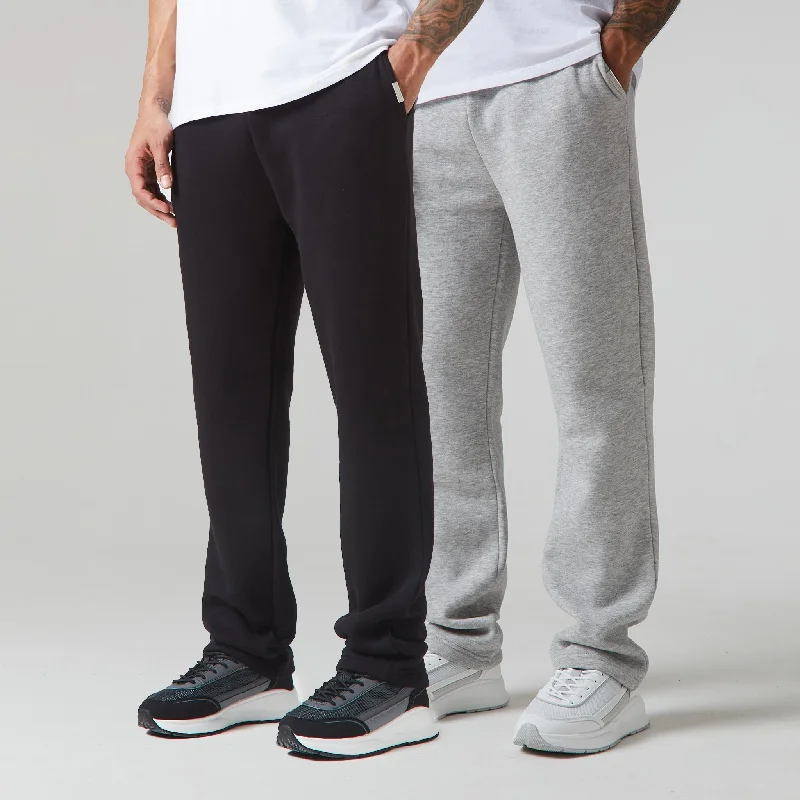 Big Discounts 2-Pack Relaxed Fit Open Hem Joggers | Black / Grey Marl