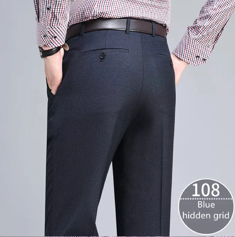 Buy Today Blue Hidden Grid  108 Mens Formal Trousers