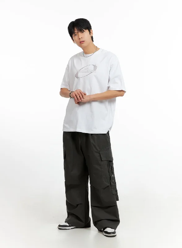 Extra Discount Men's Cargo Wide-Leg Pants (Dark Gray) IG402