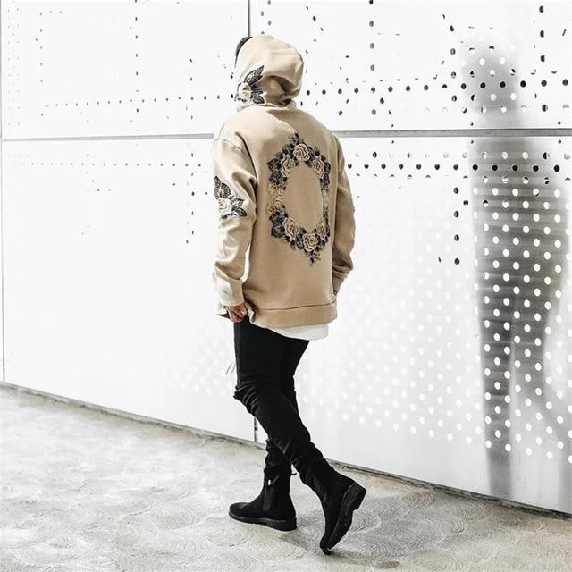 New Deals Fast Shipping Men Printing Floral Hooded Pullover