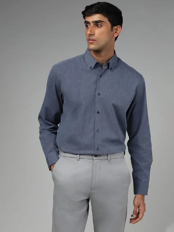 Buy Now Ascot Blue Striped Cotton Relaxed-Fit Shirt
