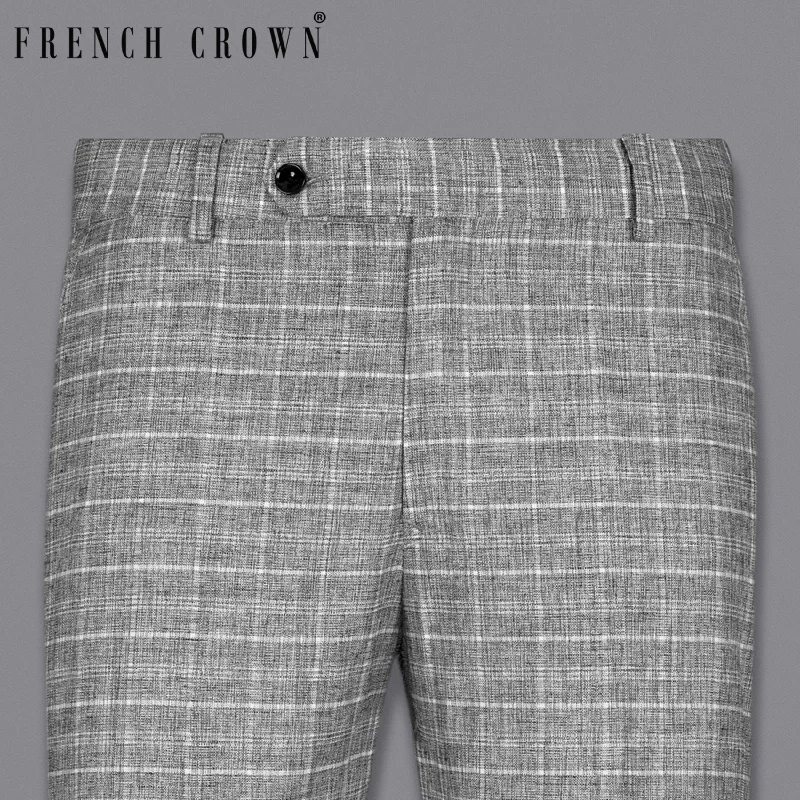 Instant Discount Silver Plaid Wool Rich Pant