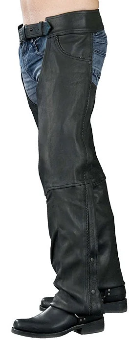 Weekend Special Event Leather EL1125 Men's Black Braided Leather Jean Style Chaps