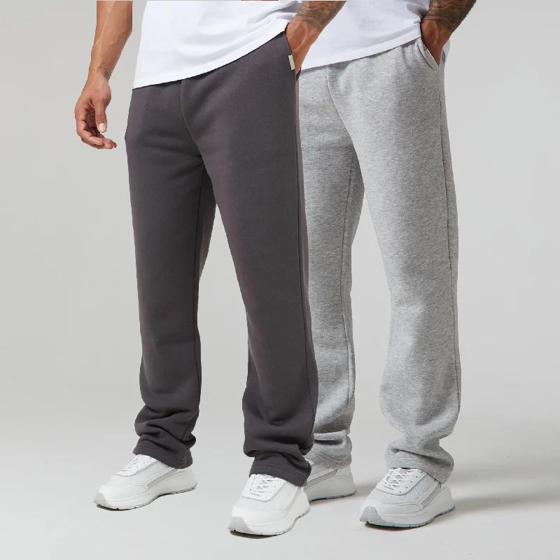 Major Savings 2-Pack Relaxed Fit Open Hem Joggers | Dark Grey / Grey Marl