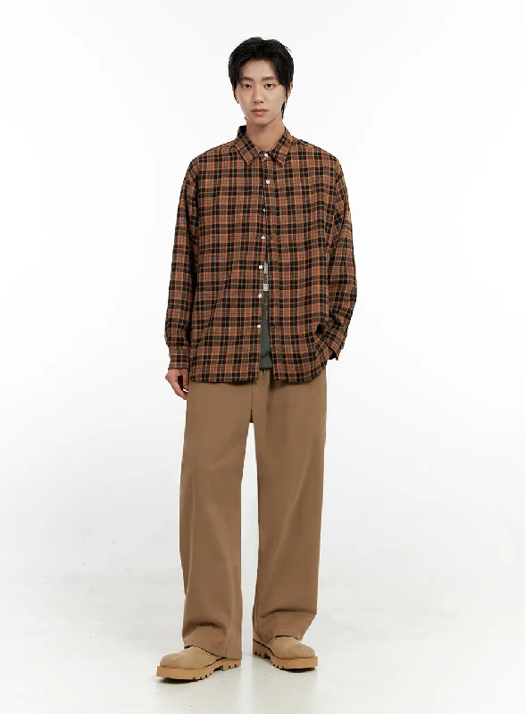 Buy Now Men's Solid Pintuck Wide-Leg Trousers IN411