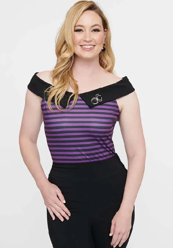Weekend Deals You Can't Resist Maraschino [Black & Purple] Stripe | TOP