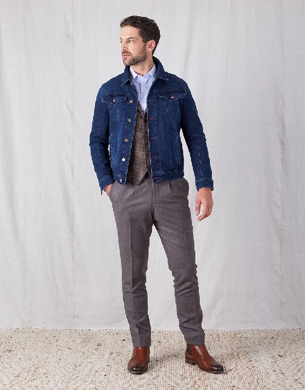Act Fast Evans Taupe Grey Flannel Trouser