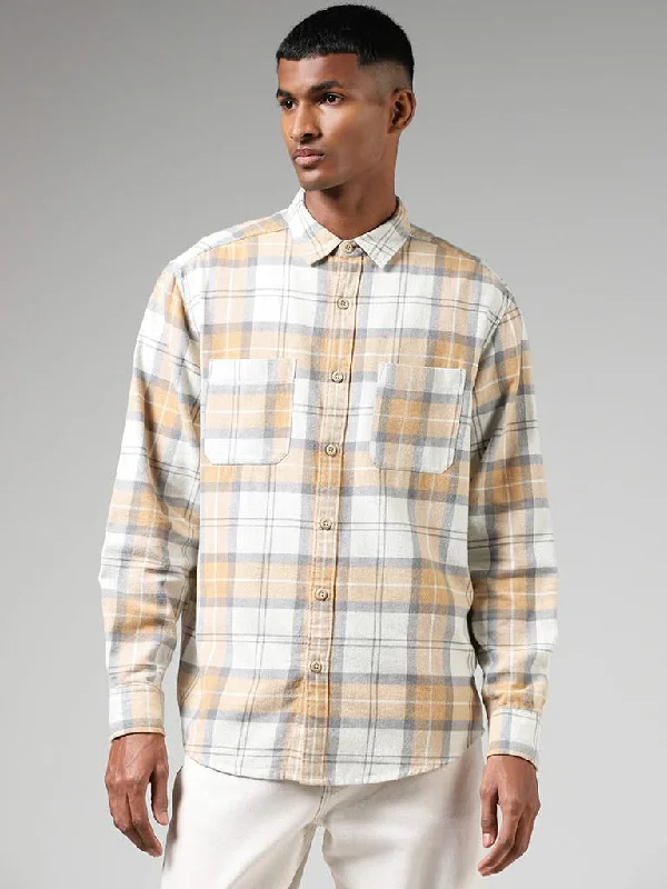Markdowns Nuon Cream Checked Cotton Relaxed-Fit Shirt