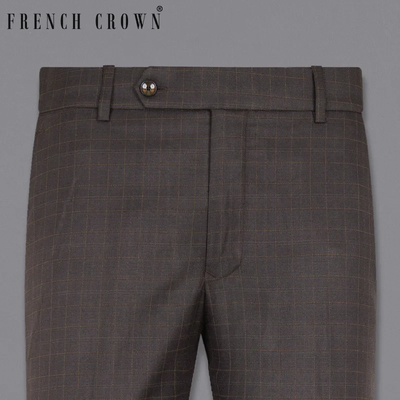 Weekend Deals That Please Brown Plaid Wool Rich Pant