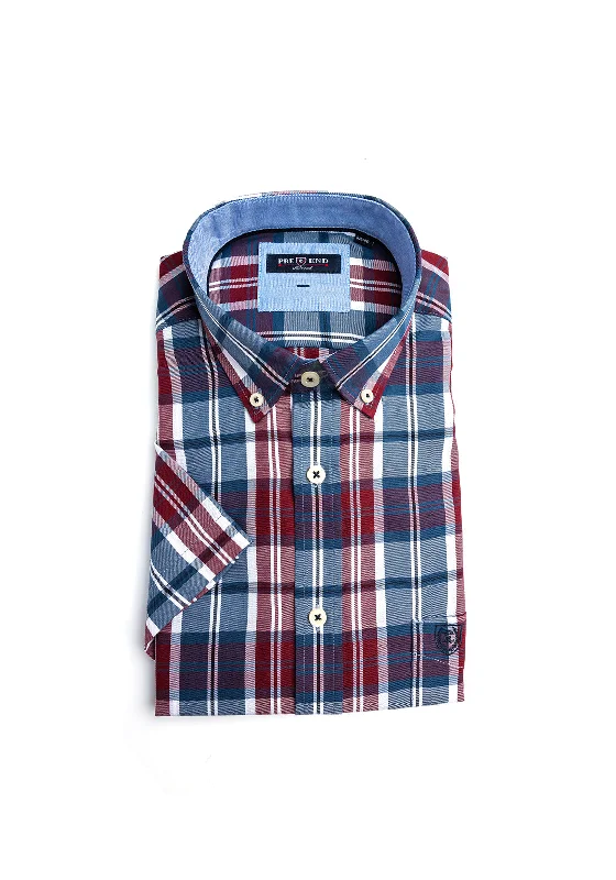 Sale Event Pre End Rome Plaid Short Sleeve Shirt, Cabernet Red