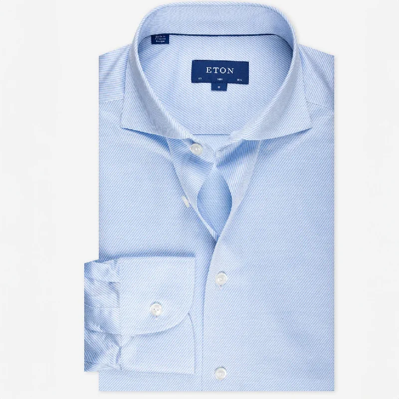 Take Advantage Light Blue King Knit Slim Fit Shirt - ETON