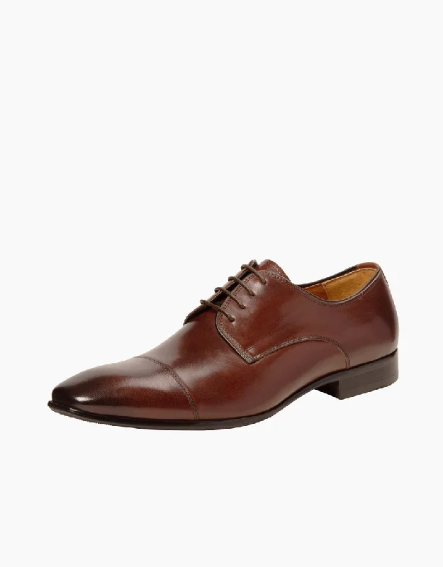 Doorbuster Deal Chocolate Athens leather cap-toe Shoe