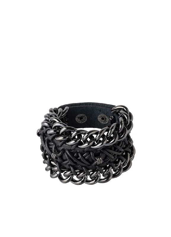 Crazy Savings LEATHER BRASS BKNI ANARCHY BRACELET