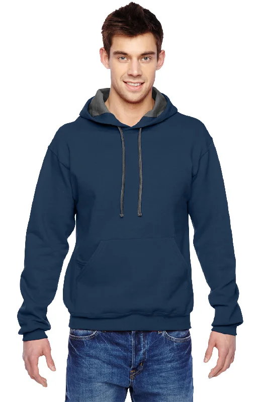 Daily Special Fruit Of The Loom Mens Softspun Hooded Sweatshirt Hoodie w/ Pouch Pocket - Navy Blue - Closeout Daily Special Fruit Of The Loom Mens Softspun Hooded Sweatshirt Hoodie w/ Pouch Pocket - Navy Blue - Closeout