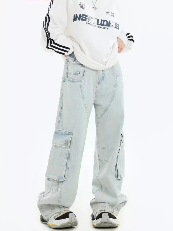 Don't Wait Light Wash Cargo Jeans
