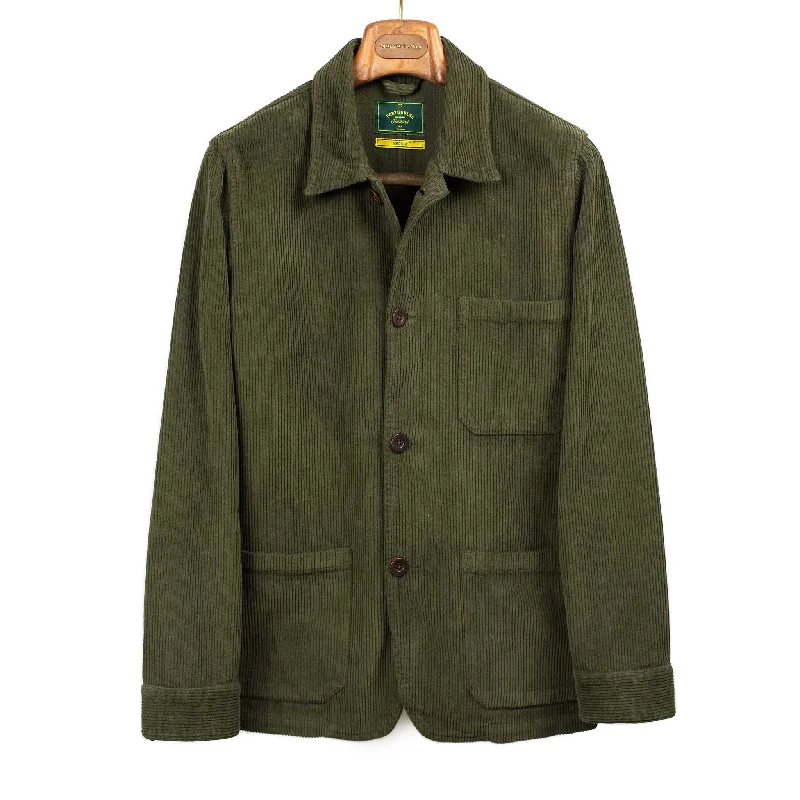 Pay Less Labura chore coat in dark olive cotton corduroy